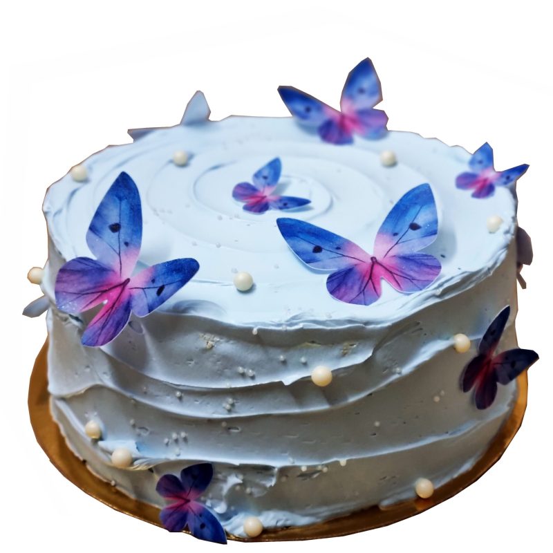 Tort niebieski z motylkami